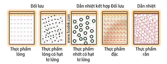 Nhiệt được phân tán trong sản phẩm đóng hộp (đồ hộp) bởi các kiểu truyền nhiệt: đối lưu, dẫn nhiệt, hoặc kết hợp cả hai. Cụ thể