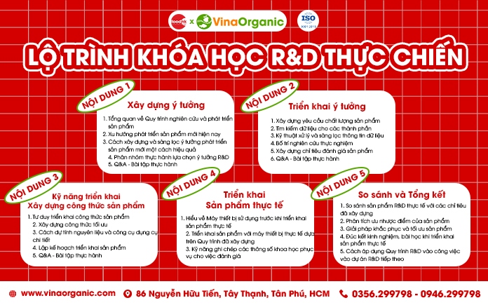 Khoá học R&D Thực chiến của Foodnk x VinaOrganic giúp bạn trang bị kiến thức thực tiễn để tự tin bước vào ngành thực phẩm đầy tiềm năng!